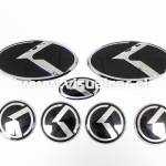 Set de Emblemas 'K' 3D para modelos de marca KIA - Negro / Cromo