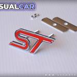 Emblema metálico 'ST' color Rojo - para Ford