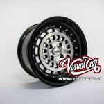 Llantas desplazadas HCW - aro 15"X8" - 4x100  - Color centro plata y borde negro - 15CLG42A